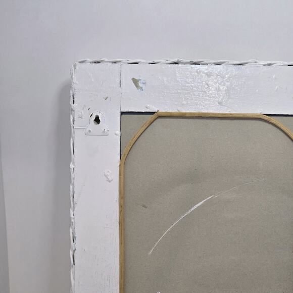 White Wicker Wall Mirror Coastal Cottage Farmhouse Boho Shabby Chic 18"x24" - Picture 12 of 14